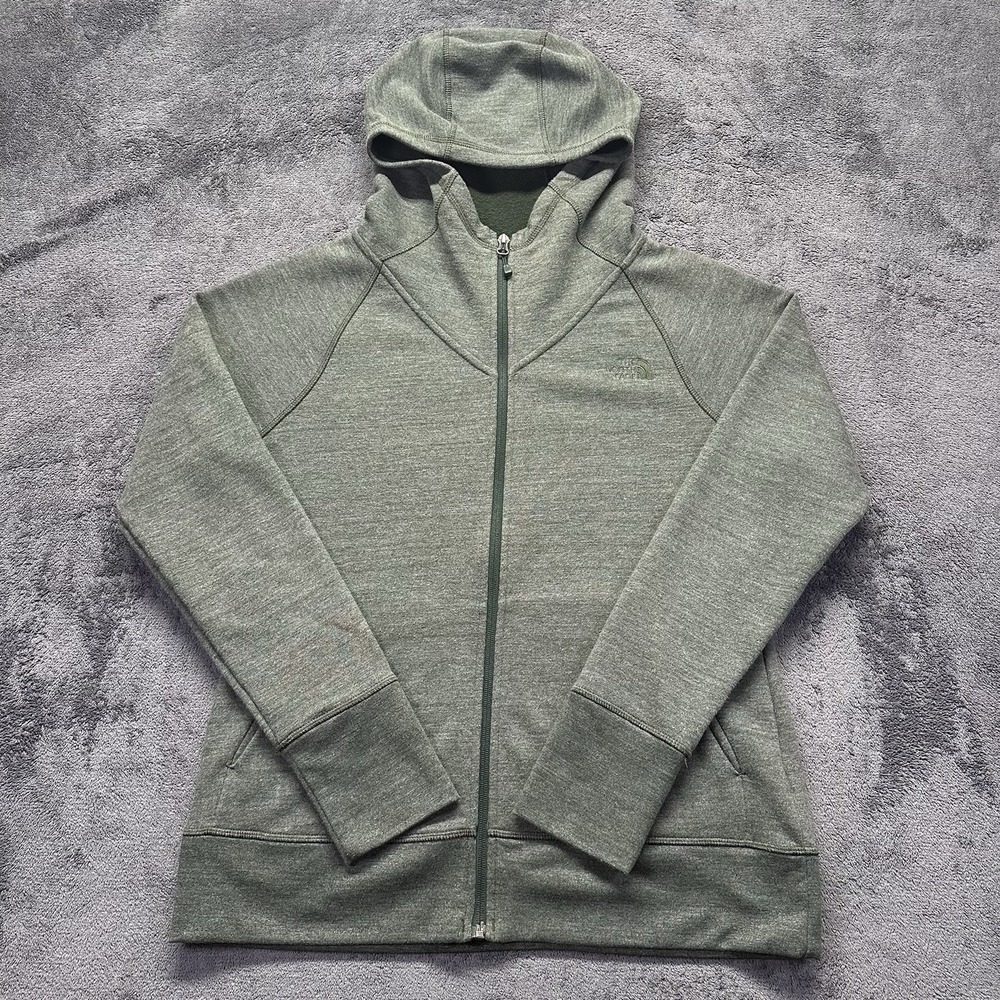 The North Face Hooded Jacket Women's Large Green Full Zip Hooded Stretch Outdoor